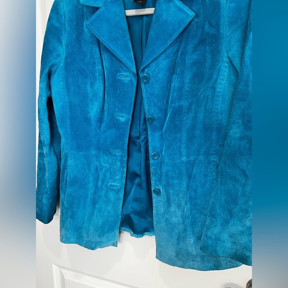DO NOT BUY Liz Claiborne Women’s Blue Suede Jacket Size Medium - Picture 2 of 12